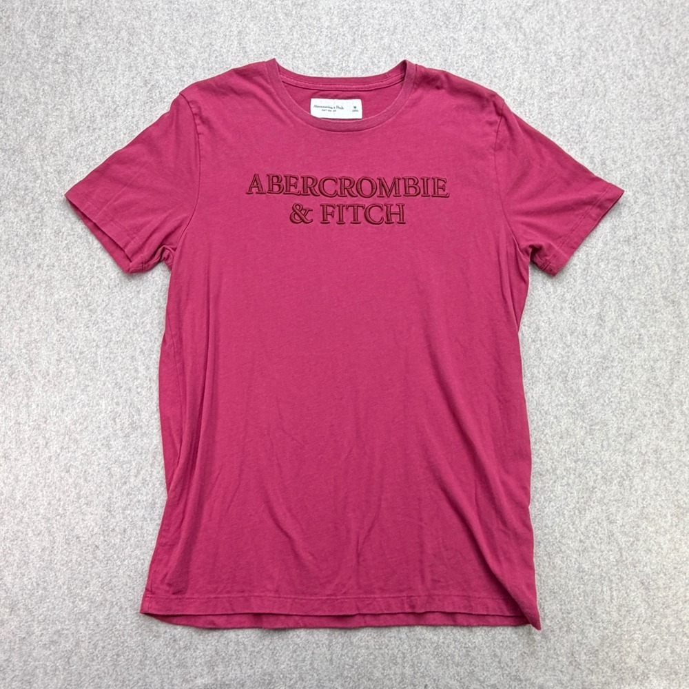 Vtg Abercrombie & Fitch T Men M Pink Y2K Embroidered Preppy Academia Streetwear